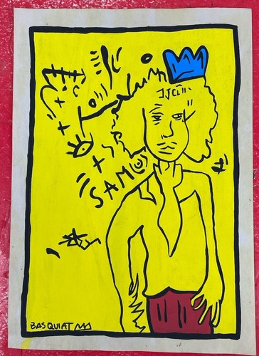 Jean-Michel Basquiat Drawing on paper (Handmade) signed and stamped - 第 1/2 張圖片