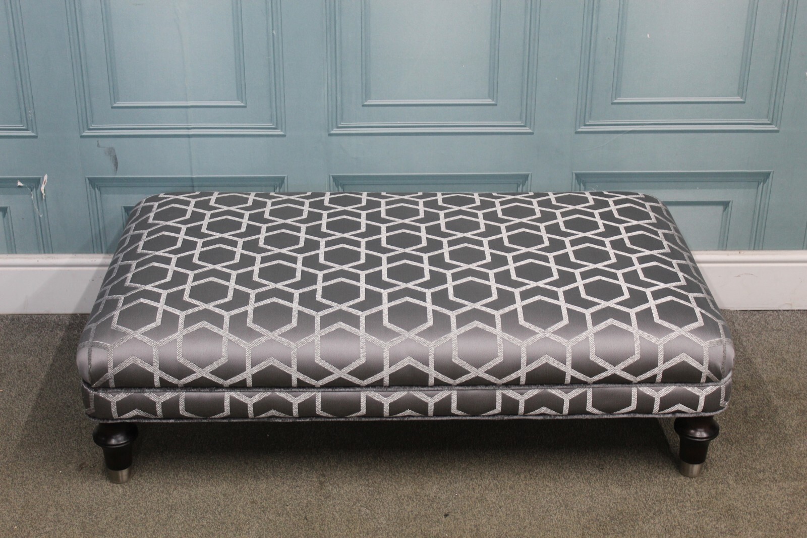 DURESTA, HARVARD WING CHAIR & FOOTSTOOL IN FITZGERALD STORM FABRIC. RRP