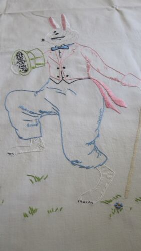 Retro bestickt riesige Hasen Tischdecke Abdeckung Zylinder Hut Kleid Ostern Baby Kind - Bild 7 von 16