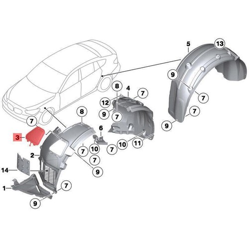 For BMW 5' F10 F11 F07 & 6' F12 F13 F06 Pair Front Fender Liner Access Panel 2X - Picture 3 of 4