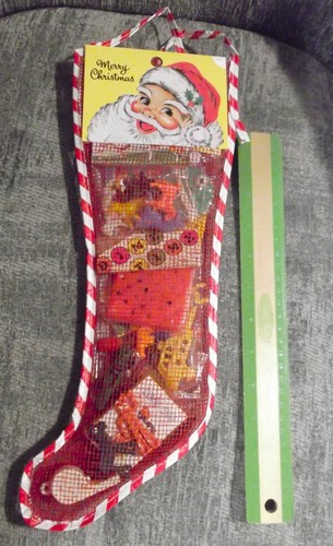Retro Vintage 14" Netz Netz Weihnachtsstrumpf 1960er-80er Spielzeug Spiele HUNDE Kaugummi Pokey - Bild 3 von 6