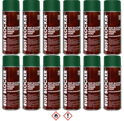 12 x 400 ml Rust Blocker 4in1 Metallschutzlack Rost Schutz  grün matt RAL 6005