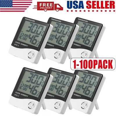 Thermometer Indoor Digital LCD Hygrometer Temperature Humidity Meter Alarm Clock