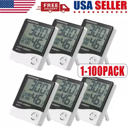 Thermometer Indoor Digital LCD Hygrometer Temperature Humidity Meter Alarm Clock