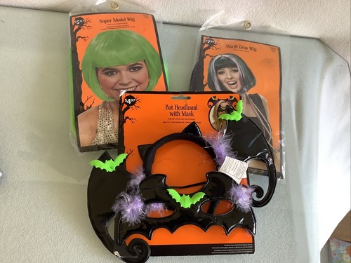 2- Halloween Wigs And Batmask With Headband