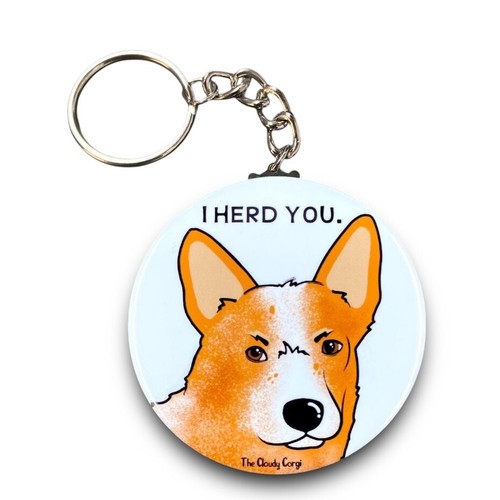Portachiavi Red Heeler I Herd You fatto a mano retrò pet ritratto arte accessorio regalo - Foto 1 di 15