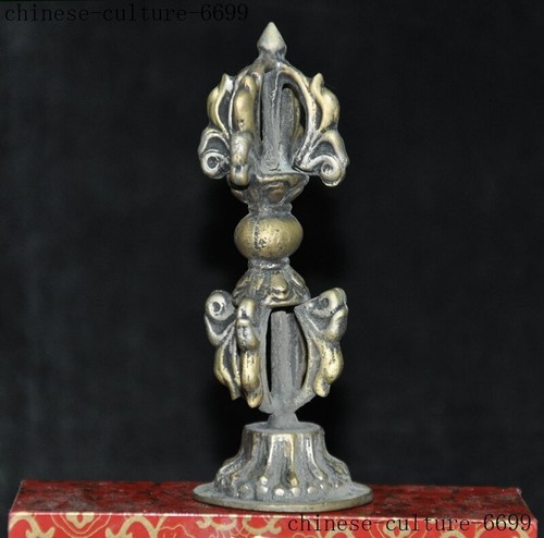 old Tibetan Buddhism bronze Dorje Phurpa Pestle Vajra Talismans Exorcism FaQi - Zdjęcie 4 z 9