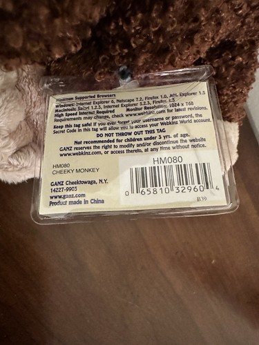 Webkinz Cheeky Monkey NEW with Sealed Code HM080 Stuffed Animal Collector toy - Picture 4 of 4