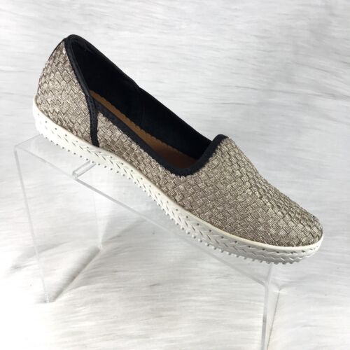 New Bernie Mev Women's Easy Ballet Flats Light Gold Woven Size 41 US 10.5