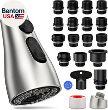 Kitchen Faucet Head Replacement 3 Modes with 17 Adapters, Pull down Spray Head f