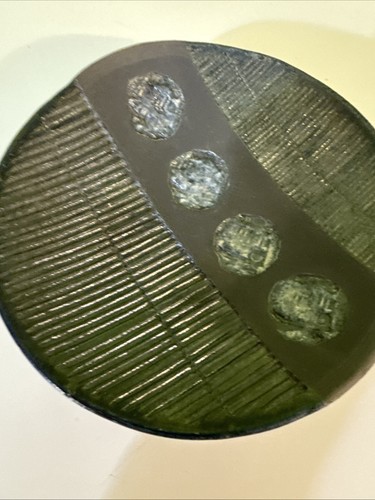 Joyce Furney Raku 3 Footed Studio Pottery Bowl Blue Green Incised Design, 7 1/4” - Picture 12 of 12