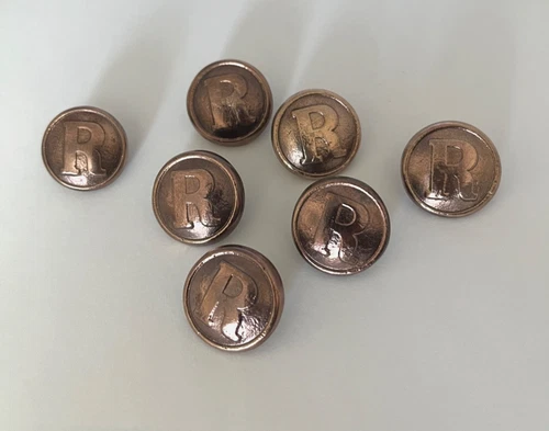 7-Civil War R- Buttons Rifleman  Solid Cast in Red Brass  Reproduction