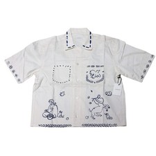 BRAND NEW AIME LEON DORE LESVOS CROPPED CAMP SHIRT WHITE BLUE SS24