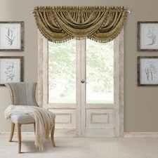 Elrene Home Fashions Antonia Floral Damask Waterfall Window Valance with Tass