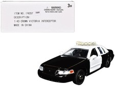 Ford Crown Victoria Police Interceptor Black and White 1/43 Diecast Model Car by