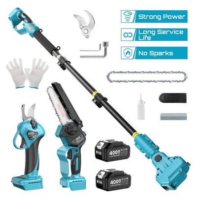 SEESII P6 Gartenset: Bürstenloser + 2×4,0Ah Akkus + 2,74m Reichweite ohne Leiter