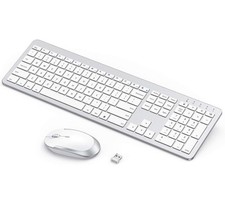 Seenda Rechargeable Wireless Keyboard Mouse Combo, White Silver, Model: SK38