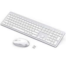 Seenda Rechargeable Wireless Keyboard Mouse Combo, White & Silver, Model: SK38