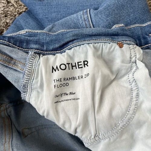 Mother Jeans Rambler Zip Flood Out Of The Blue Size 33 Straight Wide Leg Jeans - Picture 10 of 21