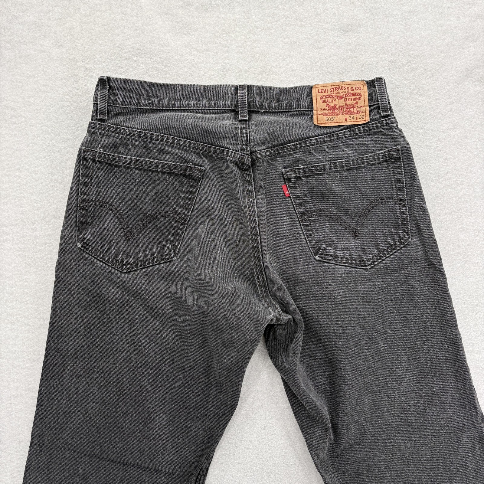 Levis 505 Jeans Mens 34x32 Regular Fit Gray Charcoal Wash Straight Denim Y2K VTG thumbnail 10