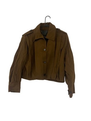 Zara ZW Collection Womens Pleated Jacket S Small Chocolate Brown 8091/427 NWT
