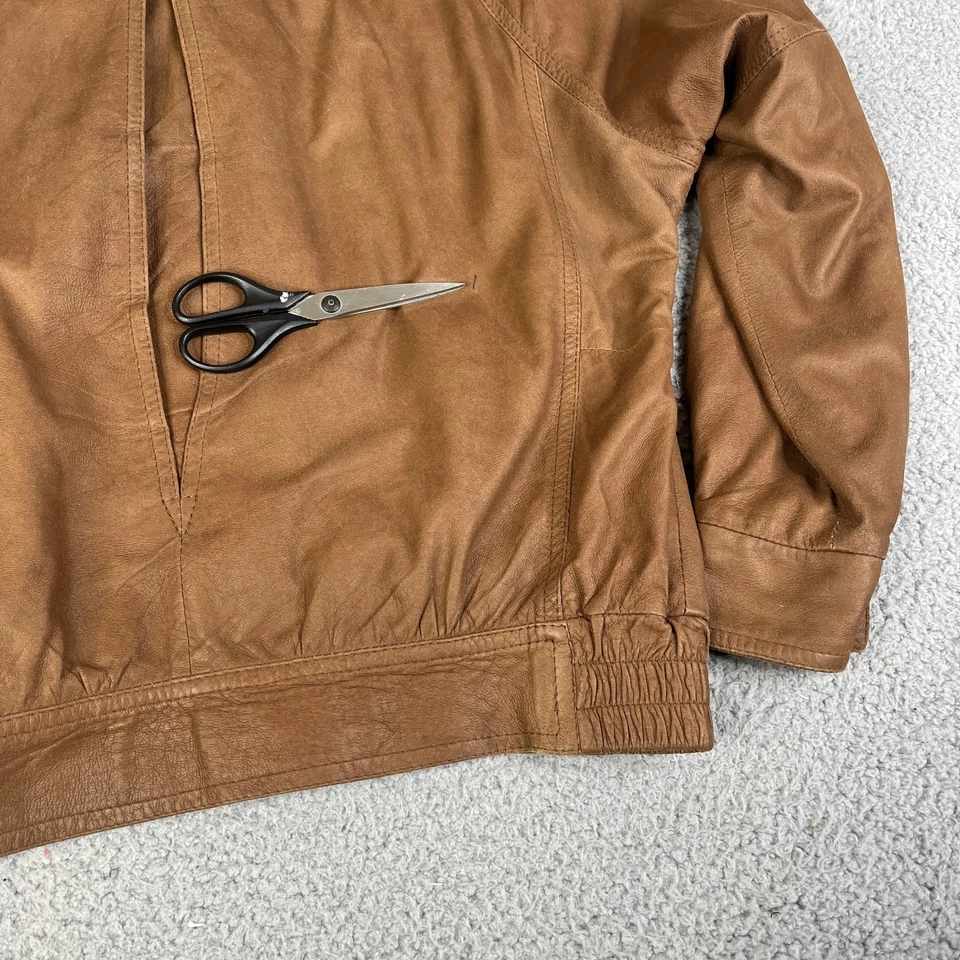 Remy 飞行员皮革夹克男式 42 棕褐色麂皮绒全拉链衬里美国复古 — 第 3/4 张图片