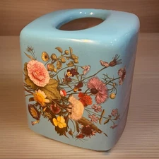 FLORAL TISSUE BOX COVER Blue Unbranded FLOWER MARKET Design Home Decor Cottage