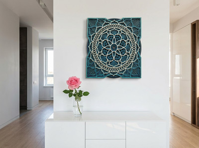 Exklusive 3D Mandala Wandkunst Holz 29x29cm Laser-Art Wunschfarben