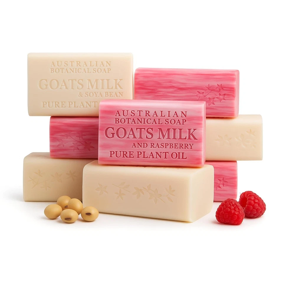 Luxurious Goat Milk Soap with Raspberry, Pack of 8, 6.6 OZ - Silky Smooth Skin - Image 3 of 4