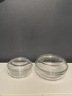 Vintage PYREX Clear Glass Covered Casserole Dish Set 022 & 024 Round Baking Bowl