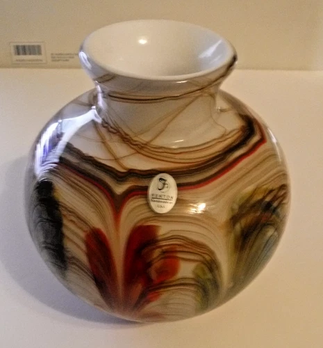 Fenton Art Glass Dave Fetty "Feathers" Decorative Vase - Limited Edition
