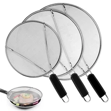 Splatter Screen for Frying Pan - 9.8" 11.4" 13" Stainless Steel Fine Mesh Gre...
