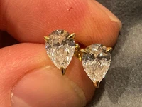 1.50 Ct Pear Cut Natural HPHT Diamond Stud Earrings 925 Silver 14K Gold