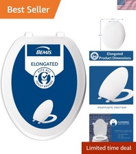 Toilet Seat Elongated Plastic White Durable Strong Easy Install High-Gloss