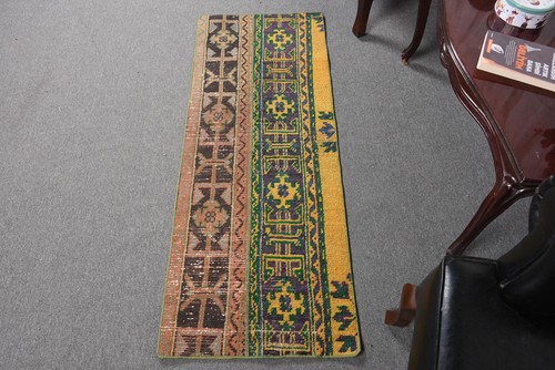 1,8x4,6 ft Turkish Rug, Vintage Rug, Green Ikat Wool Rug