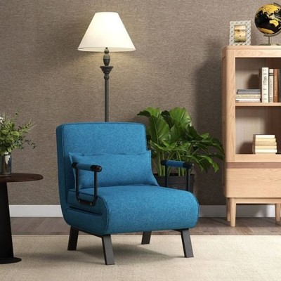 3-in-1 umbaubares Schlafsofa mit 5 Positionen verstellbarer Rückenlehne - Blau