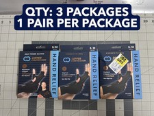 3-PACK LOT Copper Compression Gloves Fingerless Arthritis Carpal Tunnel Relief S