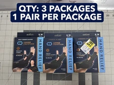 3-PACK LOT Copper Compression Gloves Fingerless Arthritis Carpal Tunnel Relief S