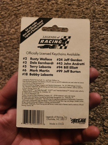 1998 ATLAS LEGENDS OF RACING MARK MARTIN KEYCHAIN - Picture 2 of 2
