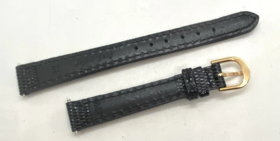 NEW LORUS Watch Band Black Calf Leather 12mm Lugs W/Spring Bars Lizard Grain - Image 3 of 4