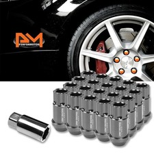 M12x1.25 Gunmetal Jdm Open End Aluminum Spline Wheel Lug Nutkey 25mmx50mm 20pc