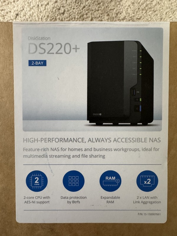 Synology DiskStation DS220+ 2 Bay NAS (Diskless)