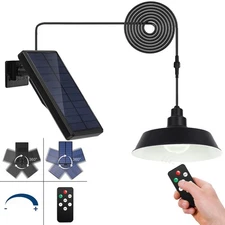 Solar Pendant Lights Outdoor, Solar Shed Light with 360° Adjustable Panel, Di...