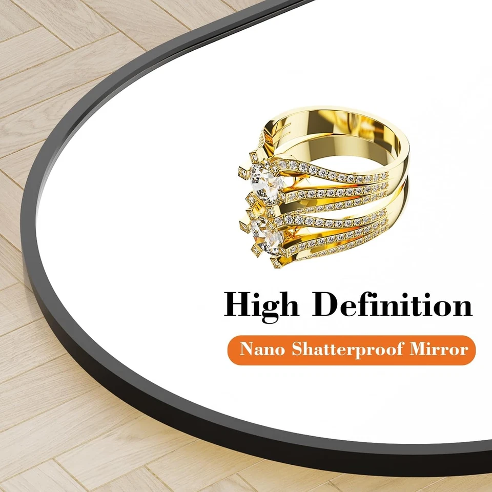 Арочное зеркало полной длины с подставкой 64 x 21 дюйм напольная алюминиевая рама  - Изображение 3 из 4