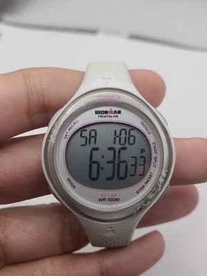 Timex Ironman 30 Lap Womens Watch Indiglo Digital White Band New Battery Working