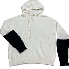 ATM Anthony Thomas Melillo Hoodie Womens Size Small White Black Knit Colorblock