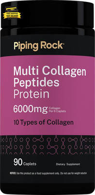 Multi Collagen Peptides 6000Mg | 90 Caplets | 10 Types of Collagen with Protein