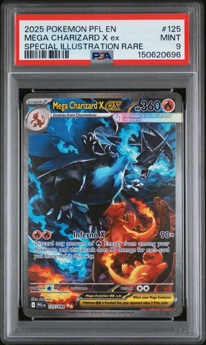 2025 POKEMON PFL SPECIAL ILLUSTRATION RARE #125 MEGA CHARIZARD X EX PSA 9