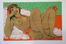 SALVATORE FIUME GRANDE SERIGRAFIA  FIRMATA   50x70  PROVA D'AUTORE NUDO DONNA