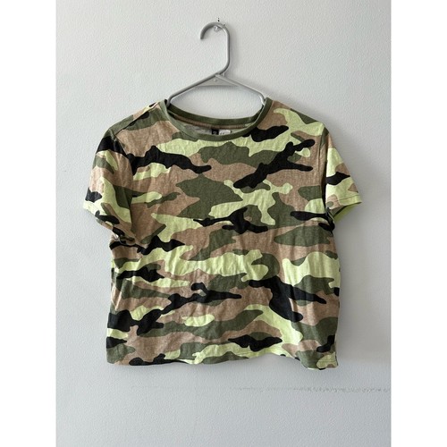 H&M Divided Top Women's Medium Camo Cropped Tee Crewneck Cotton